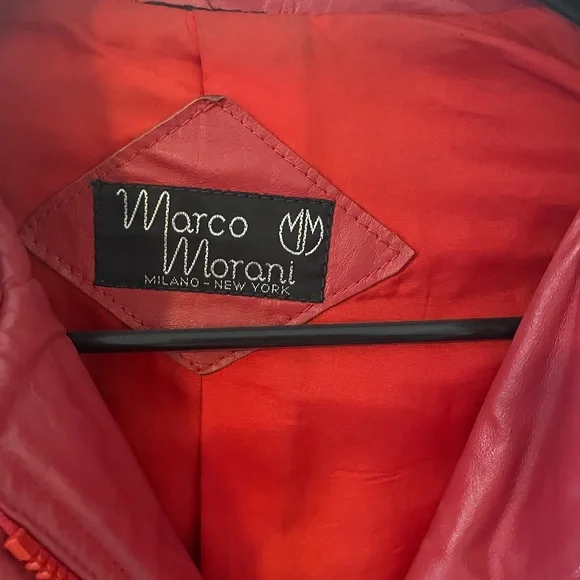 Vintage Red Marco Morani Leather Moto Jacket - Picture 3 of 8